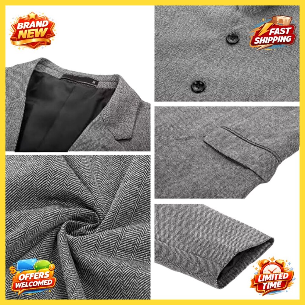 Tweed Blazer Herringbone Pattern Lightweight Casu… - image 5